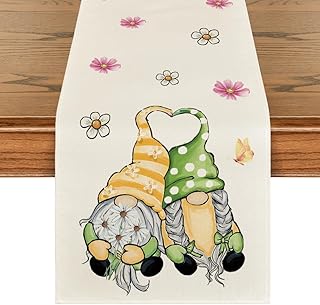 Artoid Mode GNOME Blumen Frühling Tischläufer, Saisonnal Küche Esstisch Dekoration Drinnen Url…