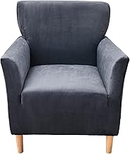 CRFATOP Stretch-Stuhlhussen mit Armlehnen, Samt-Akzent, Stuhlbezug, Blume, weiche Bankett-Sesselh…