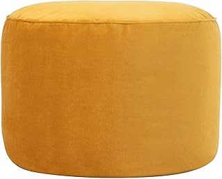 Icon Milano Hocker, Gelb, Flauschiger Samt Stoff, Samt Sitzsack, Sitzpuff, Pouf Hocker mit Füllu…