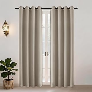 Simplebrand Vorhang Blickdicht Taupe Schalldämmend, Gardinen mit Ösen 2er Set H200 x B140 cm, T…