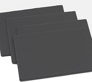 hausleben 4er Set Schieferplatte rechteckig 35×25 cm – Servierplatte aus Naturschiefer – Anti…