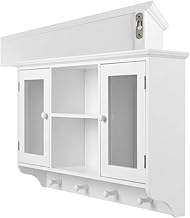 Wandschrank Wandgarderobe Wandvitrine Weiss Wandregal Hängeschrank Glastür Wandschrank Regalen,…
