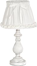 Tischlampe ROSY DREAMS weiß mit kleinen Stoffrosen am Rand Rosenrand E14