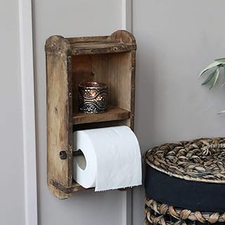 Chic Antique Toilettenpapierhalter aus Holz für die Wand, Ziegelstein-Form