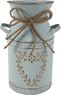 Vintage Blumenvase Herz Milchkanne, Eisen Blumentopf Shabby Deko, Rustikal Blumeneimer im Landhau…