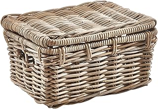 Kobolo Rattantruhe in Kubu Grey, klein 44x33x21 cm, handgefertigte Aufbewahrungsbox mit Deckel im…