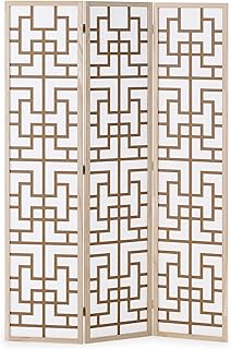 Homestyle4u Paravent 3-teilig Shoji 120×170 cm Indoor Holz Raumteiler Natur Sichtschutz Trennwand…