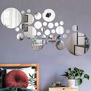 Shackcom 30 Stück 3D Wandtattoo Runden Spiegel Wandaufkleber Selbstklebend Acrylspiegel Wandstic…