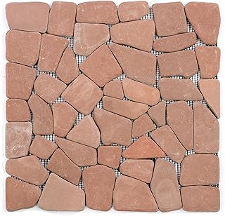 DIVERO 11 Fliesenmatten Natursteinmosaik Bruchmosaik für Wand und Boden terracotta á 30 x 30 cm