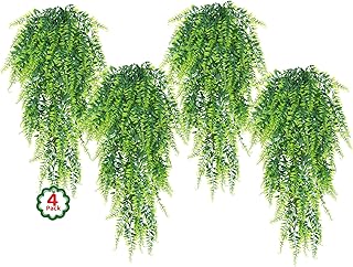 Künstliche Pflanzen 4 Stück, 76cm Hängepflanzen mit Persischen Blättern, Kunstpflanze Wanddek…