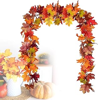 Herbst Girlande Ahornblätter, 2er-Pack künstliche Herbstgirlande Ahornblatt 1,8 m/Stück Herbst…