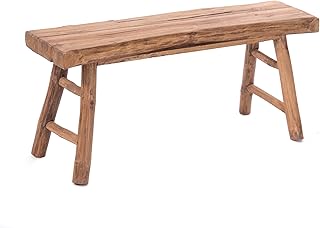 DESIGN DELIGHTS HOLZBANK Malu 93 | Teakholz, 93×44 cm, mit Streben | Treibholz Sitzbank, Baumkant…