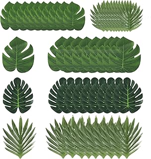 Dschungel Deko Geburtstag, 50 Stück Künstliche Palmenblätter Deko Tropisch, künstliche Monste…