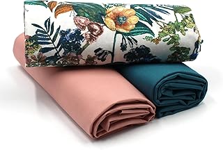 VmG-Store 1,5m Baumwollstoff Set Designstoff + 2x Uni farblich abgestimmt 100% Baumwolle Material…