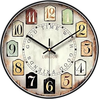 NUOVO Vintage dekorative Wanduhr mit großen arabischen Ziffern, Vintage Klassische Wanduhr, Wohn…