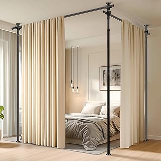 Gardinenstange ohne Bohren Raumteiler Vorhang Stange Decken-Spannstab Verstellbar (H110-300×B183…