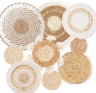 9 Stück Boho-Wandkorb-Set, gewebte Wandkorbdekoration, Seegras, Rattan, Boho-Wanddekoration, umw…