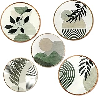 DETENE 5 Stück Holz Boho Wand Deko Holz Modern Wanddeko Wohnzimmer Minimalistische Wandkunst fü…