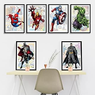 IRONIUM 6er Set Bilder Kinderzimmer Jungen, Kunstdruck Auf Leinwand, Poster, Ohne Rahmen, Wanddek…