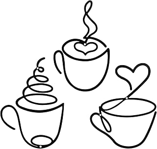 Ufdeoton Wanddeko Metall Schwarz Kaffeetasse 3 Stück wanddeko wohnzimmer Metallbilder WanddekoMe…