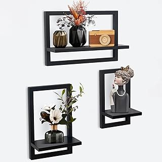 Set mit 3 Wandregalen, Schwebende Regal für die Wand Deko, Hängeregale zur Wandaufbewahrung, Qu…