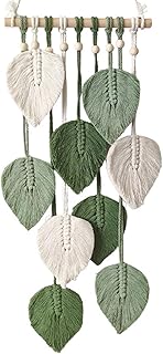 XIAOGUA Makramee Wandbehang Boho Wanddeko Wandteppich Wanddeko Baumwollseil Tapisserie Blatt Fede…