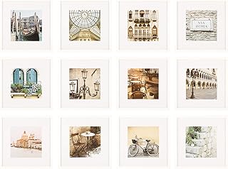 GALLERY PERFECT – 12-teiliger weißer quadratischer Bilderrahmen – Set mit Vorlage zum Aufhäng…