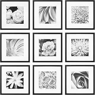 Gallery Perfect ’s 9-teiliges quadratisches Fotorahmen, atemberaubendes Display mit Rahmen, Wandg…