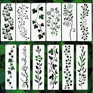 TIESOME 12 Stück Blatt-Ranken-Schablonen, Wiederverwendbare Schablonen für Wandgestaltung, DIY-…