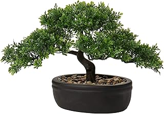 Briful Kunstbonsai Naturgetreue Künstliche Pflanze Kunstbaum Bonsai Zeder Kiefer Podocarpus Plas…