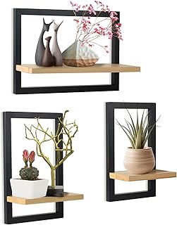 Set mit 3 Wandregalen, Schwebende Regal für die Wand Deko, Hängeregale zur Wandaufbewahrung, Qu…
