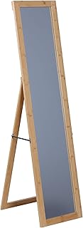 Relaxdays Spiegel, 155 x 37 cm, 2in1 Standspiegel & Wandspiegel, Bambusrahmen, Flur, Wohnzimmer, …
