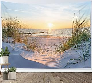 LB Wandteppich Natur Wandtuch Sonnenuntergang am Meer Wandbehang Sommer Landschaft Tapisserie fü…