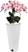 Seidenorchideen Kunstblumen 120x40cm groß, weiß-Melange Übertopf, Rosa Blüten wie Echt, 5 leb…