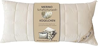 Merino Schafschurwolle Kopfkissen in 40×80 cm mit 500 Gramm Füllung aus Schurwoll Kügelchen zur…