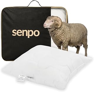 Senpo Melodia Kopfkissen 40×40, 100% Merino Wolle, Baumwolle Bezug, natürlich & atmungsaktiv, O…
