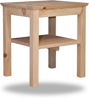 Massivholz Nachttisch EMMI aus Zirbe 49×38 cm : Beistelltisch, Natur unbehandelt, mit Ablage, fer…