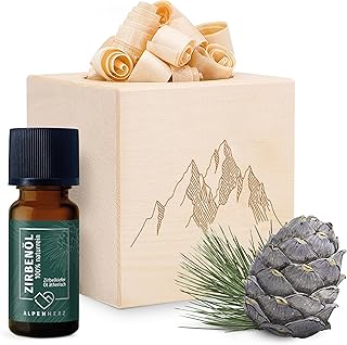 ALPEN HERZ Zirbenwürfel Set – Zirbenöl 10 ml naturrein aus Österreich – Zirbenholz Würfel Duf…