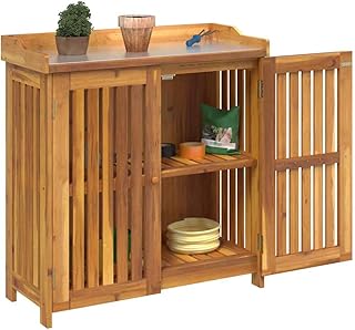 vidaXL Garten-Schrank Natur 93 x 41,5 x 98 cm Massivholz Akazie, Garten- und Terrassenspeicher, r…