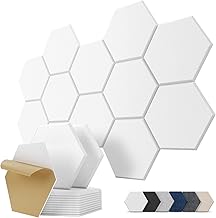 Hexagon Akustikplatten Selbstklebend, 12 Stück Hohe Dichte Schallabsorber für Decken-/Tür-/Wan…