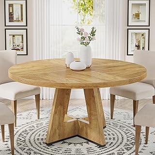 Tribesigns 119 cm runder Esstisch Holz Küchentisch für Esszimmer, 119 cm Esszimmertische für 4…
