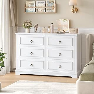 Kommode mit 6 Schubladen, 120 cm Breit Komodenschrank Schubladenschrank mit Holzmaserung, 120 x 8…