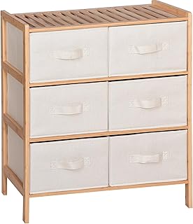 Bambus Kommode mit 6 Stoffschubladen – schmale Aufbewahrung für Wohnzimmer & Schlafzimmer – …