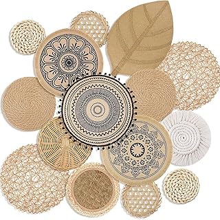 Xiyocadt Boho Wandkorb Dekoration, Hängende Rattan Geflechtkörbe, Rustikale Wandkunst Dekoratio…