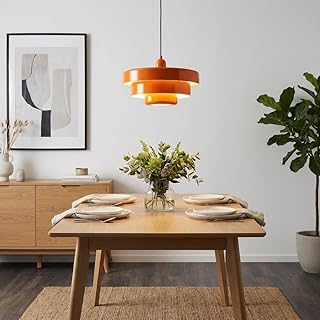 BARCELONA LED Pendelleuchte MACARRON Orange 3-stufig, Metall Eisen, Bauhaus Minimalistisch, Indir…