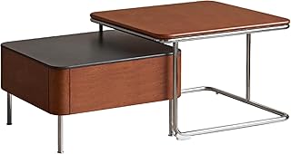 YESWOOD Massivholz Couchtisch 2 Set mit großem Stauraum, quadratischer Beistelltisch 2er Set, Ko…
