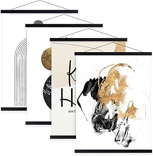 Benjia 4 Set Magnetisch Posterschiene, Magnet Magnetische A4 Posterrahmen Holz Posterleiste Poste…