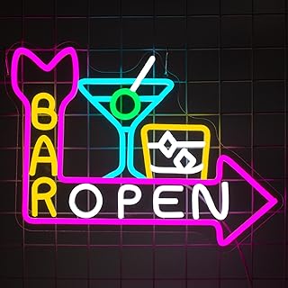 Bar Open Neon Schild, Dimmbare Neon Lichter für Wanddekoration, LED Lichtschilder für Getränke…