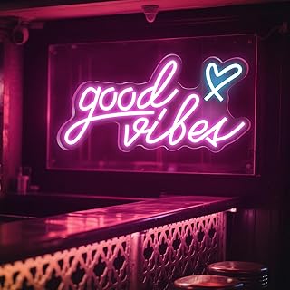 Neon Schild,Blue Good Vibes Neon Sign,Led Leuchtreklame, Neon Wandleuchte, USB Buchstaben Neonlic…