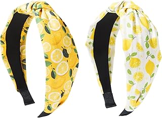 2 Stück Zitronen-Stirnbänder, Knoten-Stirnbänder für Damen, rutschfestes Obst-Haar-Accessoire…